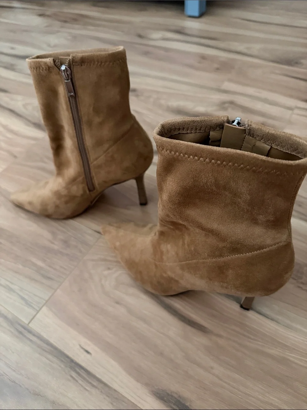 Marc Fisher Tan Suede Pointed Toe Stiletto Ankle Boots